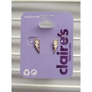 Claires Stud Earrings Lightning Bolt Small Earring White Gold Girls Womens Punk